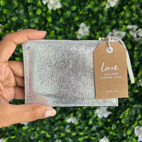 West Elm Handbags - West Elm | luxe leather zipper case pouch